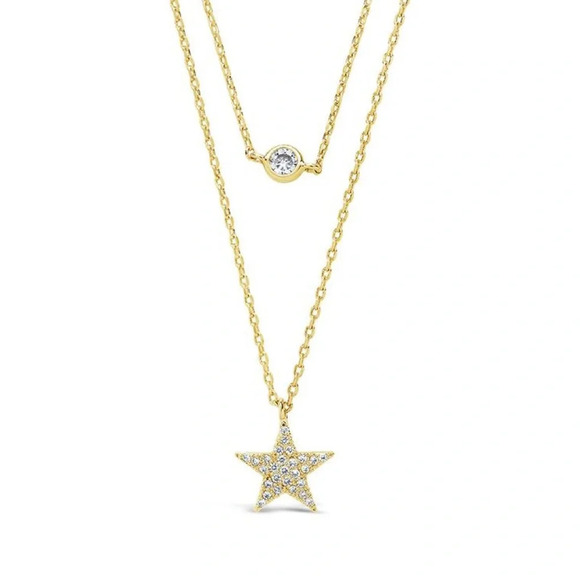 sterling forever Jewelry - Sterling Silver Star Pendant CZ Layered Necklace